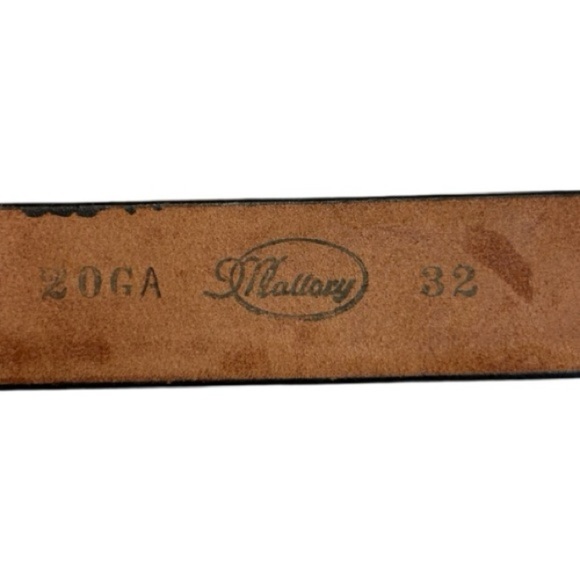 Mallory Black Western Leather Embossed Belt Silver Tone Buckle with Rose Inlay - Picture 6 of 7